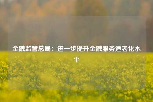 金融监管总局：进一步提升金融服务适老化水平