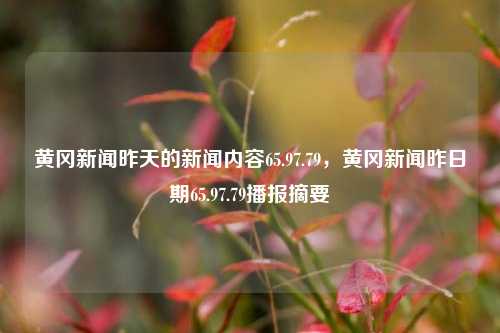 黄冈新闻昨天的新闻内容65.97.79，黄冈新闻昨日期65.97.79播报摘要