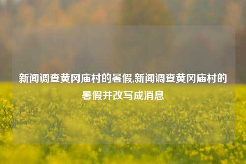 新闻调查黄冈庙村的暑假,新闻调查黄冈庙村的暑假并改写成消息