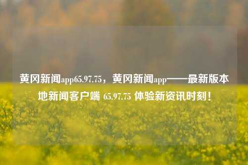 黄冈新闻app65.97.75，黄冈新闻app——最新版本地新闻客户端 65.97.75 体验新资讯时刻！