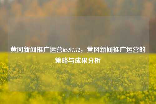 黄冈新闻推广运营65.97.72，黄冈新闻推广运营的策略与成果分析