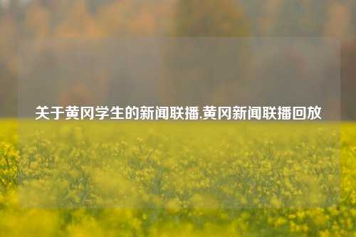 关于黄冈学生的新闻联播,黄冈新闻联播回放