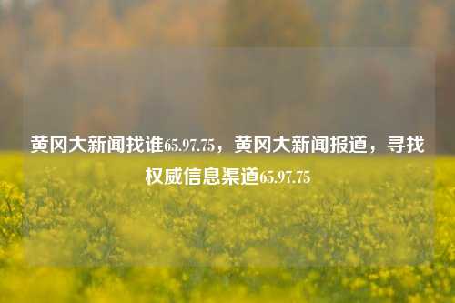 黄冈大新闻找谁65.97.75，黄冈大新闻报道，寻找权威信息渠道65.97.75