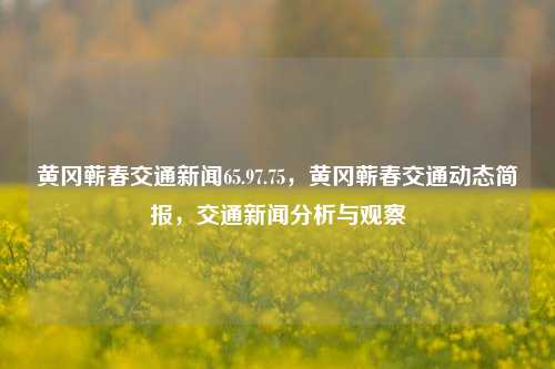 黄冈蕲春交通新闻65.97.75，黄冈蕲春交通动态简报，交通新闻分析与观察