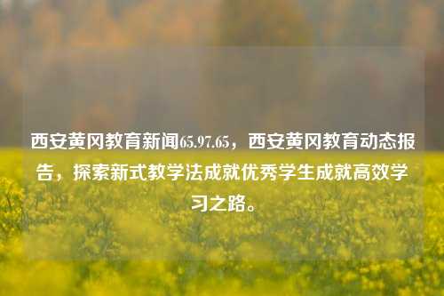 西安黄冈教育新闻65.97.65，西安黄冈教育动态报告，探索新式教学法成就优秀学生成就高效学习之路。