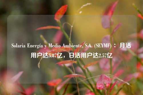 Solaria Energía y Medio Ambiente, S.A. (SEYMF) ：月活用户达5.87亿，日活用户达2.57亿