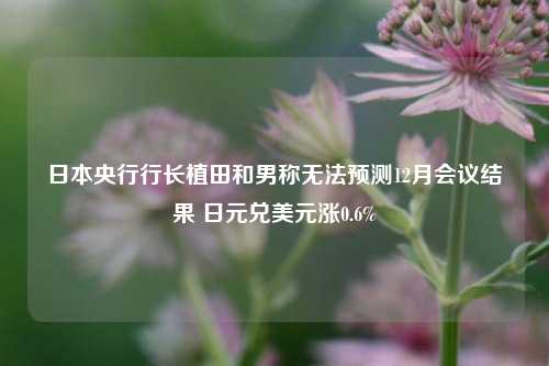 日本央行行长植田和男称无法预测12月会议结果 日元兑美元涨0.6%