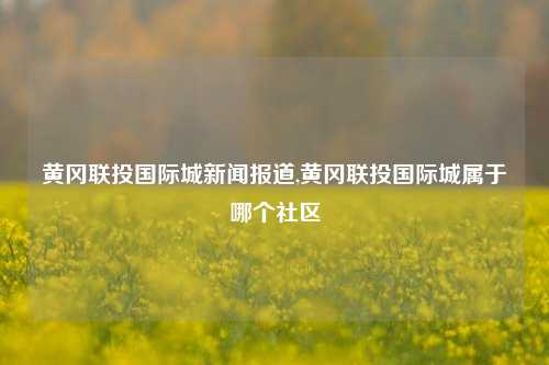 黄冈联投国际城新闻报道,黄冈联投国际城属于哪个社区