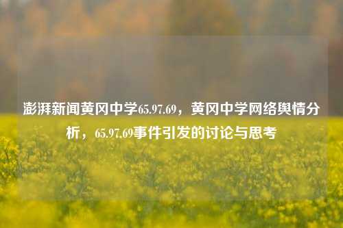 澎湃新闻黄冈中学65.97.69，黄冈中学网络舆情分析，65.97.69事件引发的讨论与思考