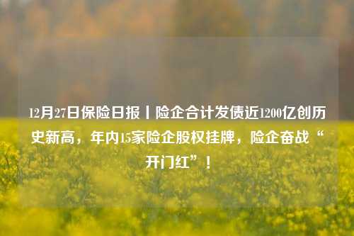 12月27日保险日报丨险企合计发债近1200亿创历史新高，年内15家险企股权挂牌，险企奋战“开门红”！